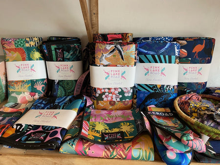 Pink Lake Road Picnic Blankets